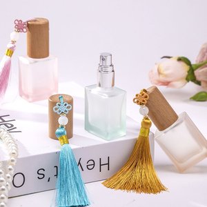 <b>10ml</b> Chinese-style Exfoliating Colored Individual Packaging Glass <b>Bottle</b> with Walnut Wood square Essential Oil Dropper <b>Bottle</b> - Product Image 5