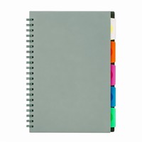 Carnet à spirale en polypropylène (PP) 5 sujets, ligné universitaire, avec intercalaires, onglets de poche, étiquettes, règle de 11 pouces, 200 pages, journal d'écriture pour la maison