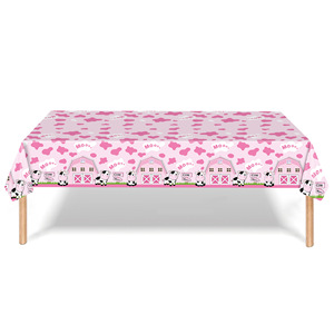 Ensemble de décoration de table pour fête d'anniversaire sur le thème de la vache rose, fournitures de pique-nique jetables pour enfants, occasion d'anniversaire de 5 à 7 ans - Product Image 2