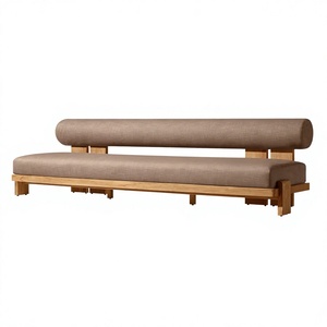 Sofá de exterior de madera de teca maciza con acabado natural para jardín, ideal para proyectos de villas y hoteles de alta gama. - Product Image 2
