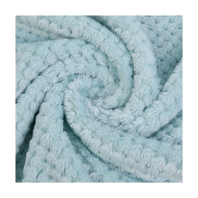 Wholesale hand soft coral fleece pineapple jacquard design fabric for hair drying cap and home blanket