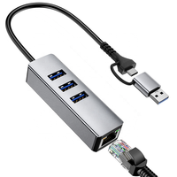 Hub USB 3.0 SYONG avec adaptateur Ethernet Gigabit 1000 Mbps, 3 ports USB, compatible avec MacBook, Surface Pro, Linux, Chromebook