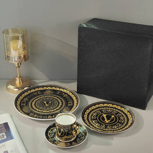 Juego de Platos de Porcelana de Lujo Serie V, Regalos Empresariales Reales, Juego de Cena de 4 Piezas con Logotipo, Vajilla de Cerámica - Product Image 2