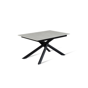 Moderno tavolo da pranzo allungabile Pluto con Base in legno convertibile e piano in vetro assemblato 90cm X 140-190cm H. 76cm - Product Image 1