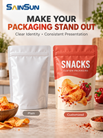 Sachets refermables à fermeture éclair personnalisés avec logo OEM, tailles sur mesure pour emballages alimentaires de chips, noix, biscuits et snacks