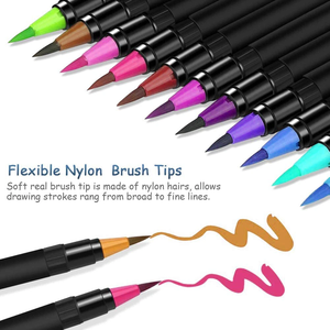 Ensemble de 48 stylos pinceaux aquarelle avec pointes souples réelles, ensemble de stylos pinceaux doux pour artistes, débutants, coloriage - Product Image 2