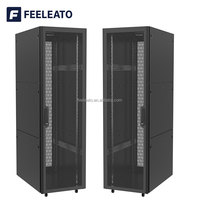 Rak Server Pintu Kaca Tempered Berlapis Bubuk Baja Canai Dingin SPCC 19 Inci untuk Peralatan Pusat Data 800x1000mm, Pasokan Langsung