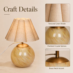 Factory Custom Crystal Ball <b>Table</b> Lamp with Pleated Fabric Shade Modern Decorative <b>Bedside</b> Desk Lamp for Bedroom Living Room - Product Image 3