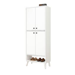 Moderno Zapatero de Madera Blanca de 4 Puertas, Organizador con 9 Estantes, Mueble de Almacenamiento Multiusos para Despensa, Convertible y Extensible - Product Image 1