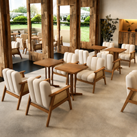 Ensemble de table et 4 chaises de café en bois écologique durable pour usage commercial, canapé de loisirs sur mesure pour restauration rapide, fauteuil pour restaurant