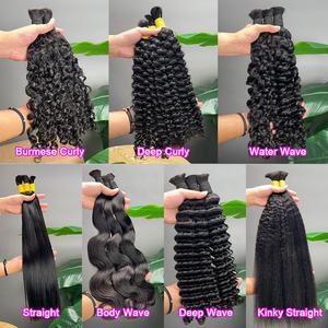 100% capelli umani alla rinfusa per trecciare No Weft Bundle Burmese ricci naturali indiani Remy umani Boho treccia di capelli alla rinfusa extension - Product Image 6