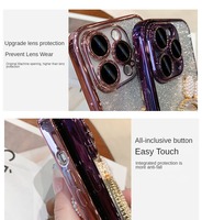 Nouveau luxe paillettes Bling cristal diamant miroir téléphone étui pour iphone 16 15 14 13 12 11 Pro Max avec perle chaîne Bracelet couverture