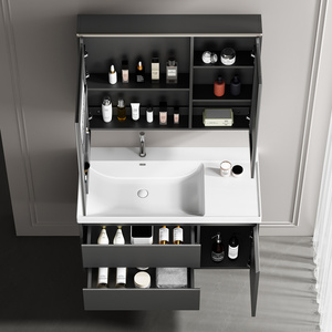 Meuble <span class=keywords><strong>de</strong></span> <span class=keywords><strong>salle</strong></span> <span class=keywords><strong>de</strong></span> <span class=keywords><strong>bain</strong></span> moderne <span class=keywords><strong>de</strong></span> luxe en bois massif <span class=keywords><strong>de</strong></span> haute qualité avec <span class=keywords><strong>lavabo</strong></span> en céramique intelligent, double tiroir et grande capacité <span class=keywords><strong>de</strong></span> rangement pour usage hôtelier - Product Image 4