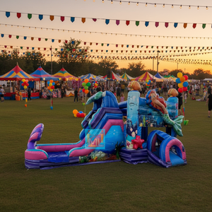 Castello Gonfiabile Commerciale a Tema Sirena con Scivolo d'Acqua, Combo Castello Gonfiabile per Bambini in Vendita - Product Image 3