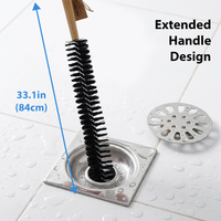 Brosse de nettoyage réutilisable en PET et bambou, 84 cm de long, flexible, pour déboucher les tuyaux, les cheveux et les obstructions dans les éviers de cuisine et de salle de bain
