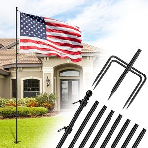 Support de mât de drapeau extérieur de 3 mètres avec base à 5 branches pour décoration de jardin, usage résidentiel, commercial, scolaire et pour poteaux d'éclairage public - Product Image 1