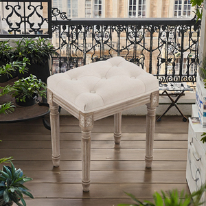 Taburete de tocador tapizado en tela de estilo moderno francés, banco para sala de estar o entrada con asiento acolchado convertible con almacenamiento, Villa - Product Image 3
