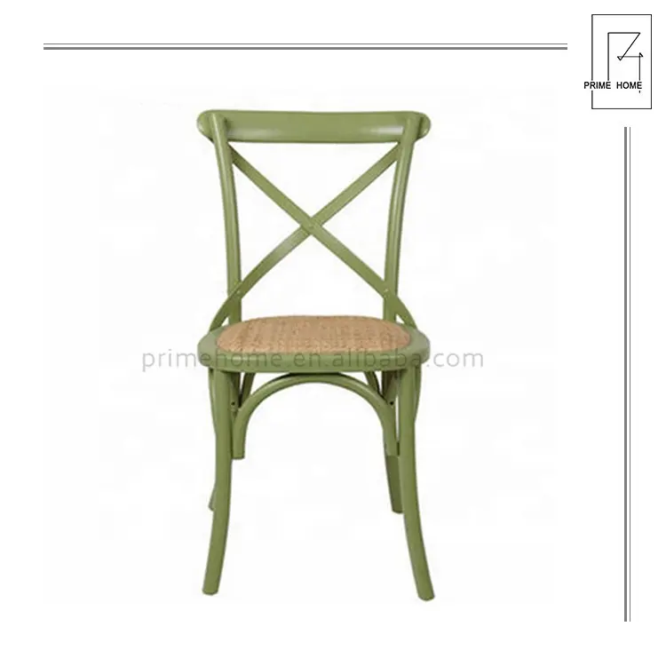 Wholesale high quality Cover Cross Back Oak Chair Dining Wedding Cross Back Rattan Wood Dining Chair