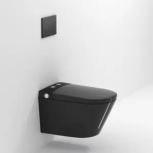 Modern avrupa yüksek kaliteli filigran akıllı tuvalet oturağı duvar asılı mat siyah akıllı tuvalet