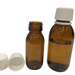 100ml 125ml 180ml 200ml 250ml 300ml 500ml 호박색 원형 실험실 유리 기침 시럽 병 나사 캡 펌프 - Product Image 6