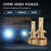 Miaodisheng OEM Personnalise les phares LED automobiles 200W Haute puissance 6500K 20000LM Super lumineux H4 9005 H7 9006 9012 Ampoules de phares LED