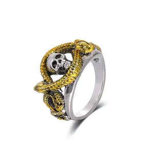 خاتم جمجمة هيب هوب وبنك أوروبي منقوش بتصميم الفايكينج الشمالي خاتم للجنسين مجوهرات