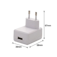 Adaptador de Pared USB con Enchufe Europeo de 12 W, Aprobado por OEM IEC61347, Fuente de Alimentación de 5 V y 2 A, CE RoHS, para Tiras LED y Pequeños Electrodomésticos