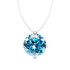 Bijoux <span class=keywords><strong>de</strong></span> mode, pendentif en argent 925 avec moissanite colorée ronde <span class=keywords><strong>de</strong></span> 2 carats VVS, <span class=keywords><strong>collier</strong></span> <span class=keywords><strong>ras</strong></span> du <span class=keywords><strong>cou</strong></span> en fil <span class=keywords><strong>de</strong></span> <span class=keywords><strong>nylon</strong></span> transparent pour femmes - Product Image 6