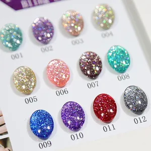 Caixuan Bán Buôn OEM Nhãn Hiệu Riêng Siêu Sáng Long Lanh Gel 12 Màu Sắc Bling Bling Gel Polish