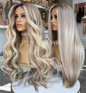 Ash Blonde Highlight #60 Color Long European Cuticle Aligned Hair Transparent HD Lace Front Wig Nature Perruques Cheveux Humains