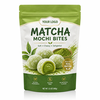 Sachets Mylar personnalisés pour Mochi Bites au Matcha, 3,5g, ZA Pack, pochettes à fermeture éclair verticales pour l'emballage de snacks moelleux