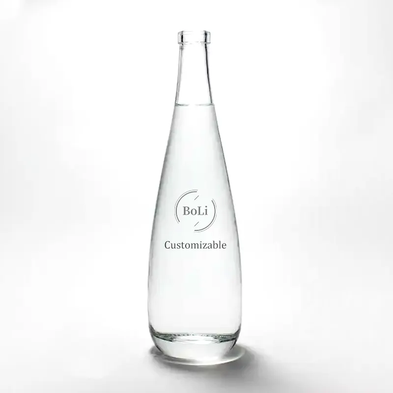 Botella de agua de vidrio personalizada, 375ml, 500ml, 750ml, transparente, mineral brillante, de vidrio