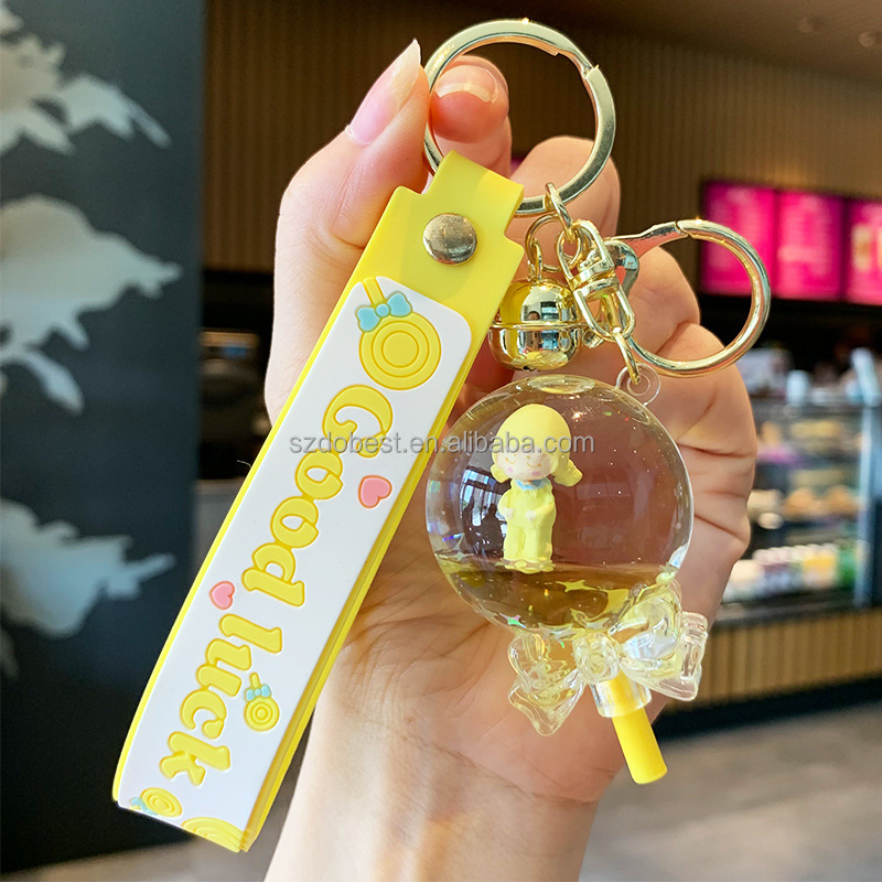 Quicksand Girl Keychain - Cute Lollipop Acrylic Key Ring