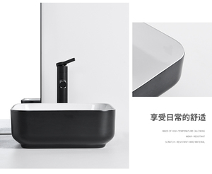 KD-02CBC <span class=keywords><strong>Lavabo</strong></span> da Appoggio in Ceramica di Alta Qualità, Design Bianco e Nero, Stile Moderno per Hotel di Lusso - Product Image 2