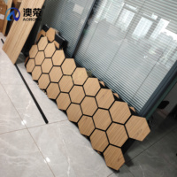 AORONG Placage en bois Panneaux muraux acoustiques hexagonaux personnalisables en option Panneau MDF 9MM + Panneau mural en feutre de polyester PET 12MM