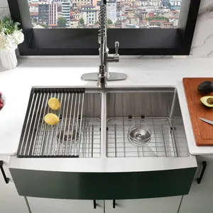 Factory Wholesale Double Bowl 304 Stainless Steel Apron Sink Farmers Kitchen Butler Sink