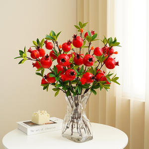 All'ingrosso nuova simulazione frutta 3 testa di melograno artificiale ramo per la decorazione della casa fotografia oggetti di scena Halloween pasqua - Product Image 2