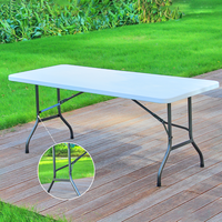 Table pliable en plastique de 6 pieds avec 6 chaises pour la salle à manger, le restaurant, le camping, pour la famille