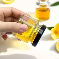Pot en verre hexagonal personnalisé de 45 ml, 60 ml, 85 ml, 100 ml pour sucre, épices, confiture, sauce, cornichons, miel, avec bouchon à vis, sérigraphié, recyclable