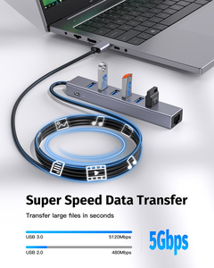 Oem ODM USB C Hub Hub Bộ chuyển đổi 6 cổng USB3.0 RJ45 Gigabit <span class=keywords><strong>Ethernet</strong></span> USB-C 5V thêm điện Docking Station 8in1 Dock - Product Image 4