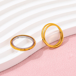 Anneau <span class=keywords><strong>Spinner</strong></span> en acier inoxydable plaqué or 18 carats haut de gamme étanche deux tons à la mode Spin Fidget anneau d'anxiété pour les cadeaux de fête - Product Image 6