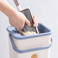 Nouvel ensemble seau et serpillière auto-essoreuse, microfibre plate, manche en acier inoxydable, double compartiment, léger, pour le nettoyage des sols intérieurs et extérieurs