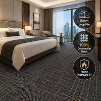 Moquette murale sur mesure pour chambre d'hôtel 5 étoiles, en nylon bouclé 8 mm, projet sur mesure