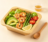 Boîte d'emballage alimentaire jetable en papier kraft carré imperméable, directement de l'usine, pour salade, sushi, gelée, nouilles, barbecue