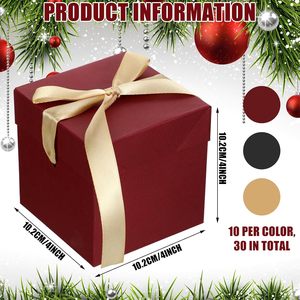 Cajas de Regalo Cuadradas Pequeñas <span class=keywords><strong>para</strong></span> <span class=keywords><strong>Navidad</strong></span> con Tapas y Cinta Dorada, Cajas de Regalo Kraft Rojas, Marrones y Negras <span class=keywords><strong>para</strong></span> Fiestas y Propuestas - Product Image 3