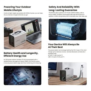 <span class=keywords><strong>CTECHi</strong></span> 300W Station d'Énergie Portable 1kWh pour Maison, Extérieur, Camping, Urgence, Générateur Solaire - Product Image 4