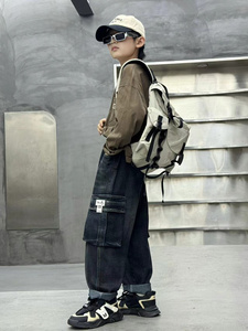 Pantalon de travail en denim à jambe large pour garçon - Product Image 4