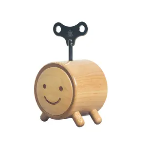 Оптовые продажи улыбка музыкальная шкатулка-Оптовая продажа, деревянная музыкальная шкатулка Happy Jun со смайликом, креативный подарок, настольное украшение, хорошее качество, заводская цена