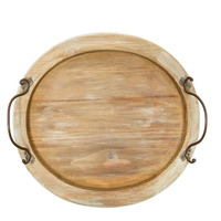 Plateau de service en bois avec poignées, plat décoratif pour table basse, salon