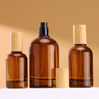 Design 2023 FEA15 Bouteilles en verre de parfum ambré à sertir 30 ml 50 ml 100 ml avec bouchon en bois